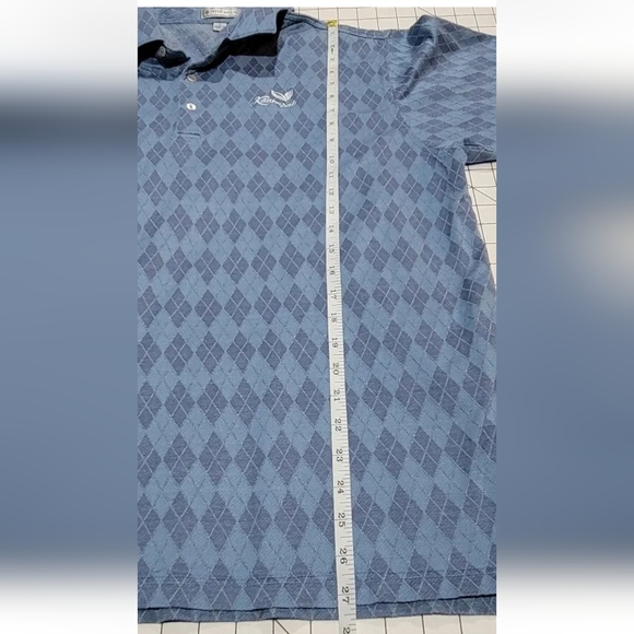 Peter Millar Golf Polo Shirt Men's L Blue Argyle-Embroidered Kaanapali Hawaii - Picture 11 of 13